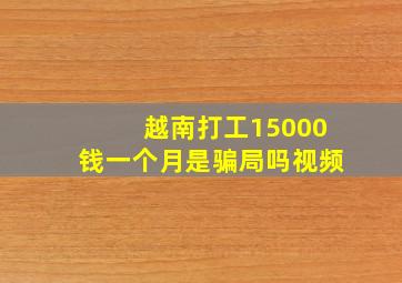 越南打工15000钱一个月是骗局吗视频