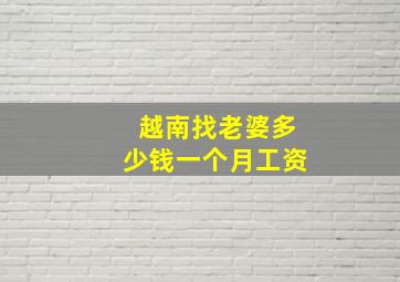 越南找老婆多少钱一个月工资