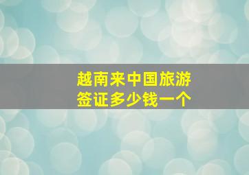 越南来中国旅游签证多少钱一个