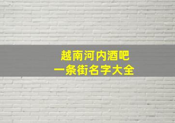 越南河内酒吧一条街名字大全