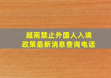 越南禁止外国人入境政策最新消息查询电话