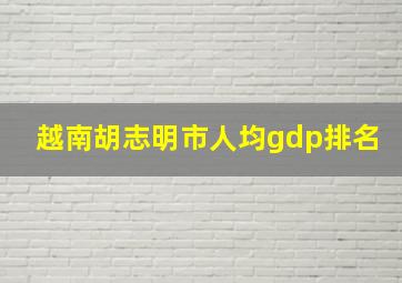 越南胡志明市人均gdp排名