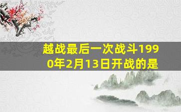 越战最后一次战斗1990年2月13日开战的是