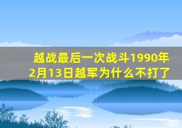 越战最后一次战斗1990年2月13日越军为什么不打了