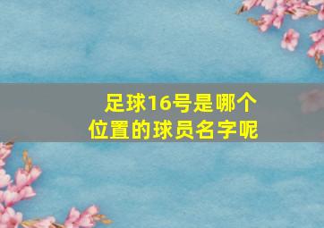 足球16号是哪个位置的球员名字呢