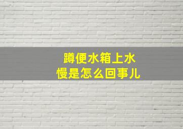 蹲便水箱上水慢是怎么回事儿