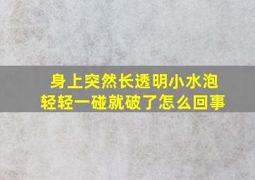 身上突然长透明小水泡轻轻一碰就破了怎么回事