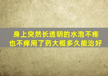 身上突然长透明的水泡不疼也不痒用了药大概多久能治好