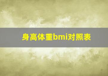 身高体重bmi对照表