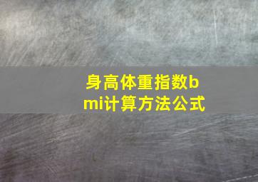 身高体重指数bmi计算方法公式