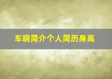 车晓简介个人简历身高