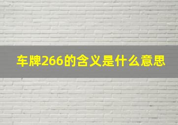 车牌266的含义是什么意思