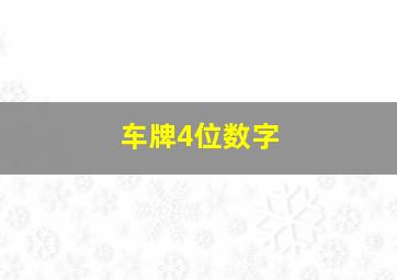 车牌4位数字