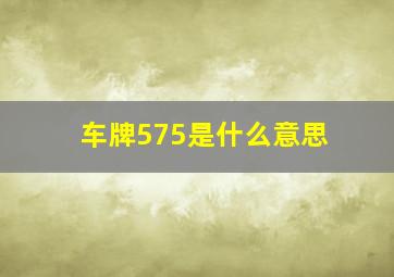 车牌575是什么意思