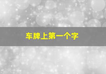 车牌上第一个字