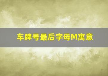 车牌号最后字母M寓意