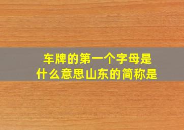 车牌的第一个字母是什么意思山东的简称是