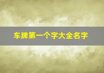 车牌第一个字大全名字