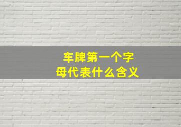 车牌第一个字母代表什么含义