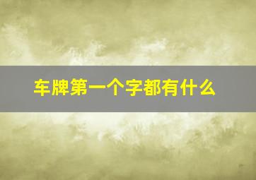 车牌第一个字都有什么