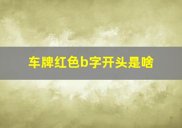 车牌红色b字开头是啥