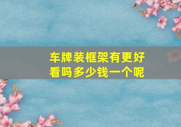 车牌装框架有更好看吗多少钱一个呢