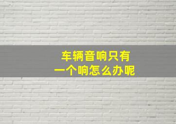 车辆音响只有一个响怎么办呢