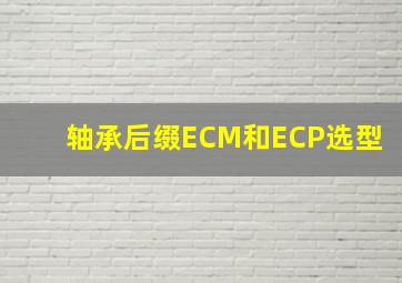 轴承后缀ECM和ECP选型