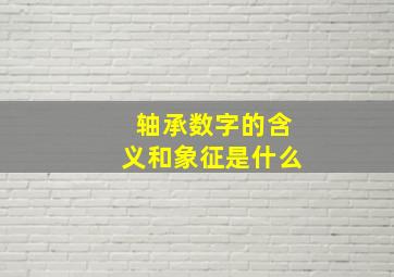 轴承数字的含义和象征是什么