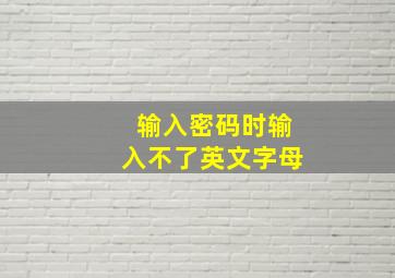 输入密码时输入不了英文字母