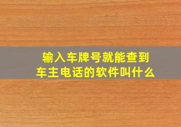 输入车牌号就能查到车主电话的软件叫什么