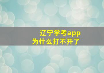 辽宁学考app为什么打不开了