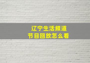 辽宁生活频道节目回放怎么看