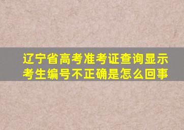 辽宁省高考准考证查询显示考生编号不正确是怎么回事