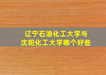 辽宁石油化工大学与沈阳化工大学哪个好些