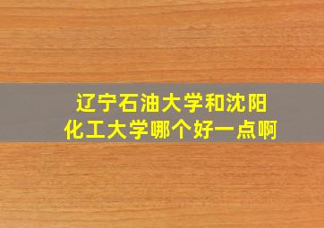 辽宁石油大学和沈阳化工大学哪个好一点啊