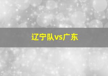 辽宁队vs广东