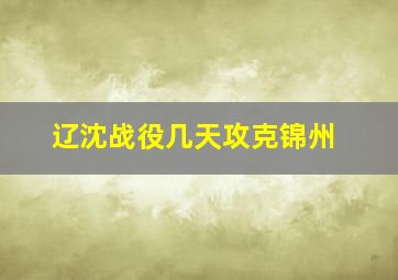 辽沈战役几天攻克锦州