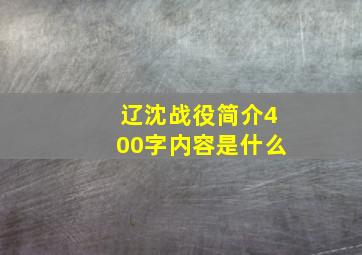 辽沈战役简介400字内容是什么