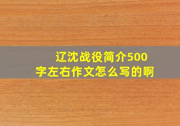 辽沈战役简介500字左右作文怎么写的啊