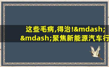 这些毛病,得治!——聚焦新能源汽车行业发展隐忧