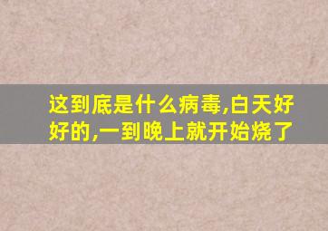 这到底是什么病毒,白天好好的,一到晚上就开始烧了