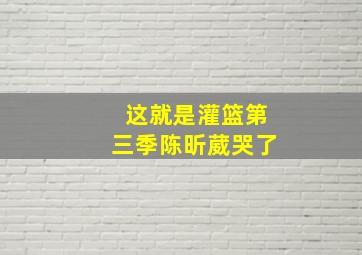 这就是灌篮第三季陈昕葳哭了