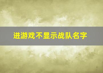 进游戏不显示战队名字