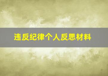 违反纪律个人反思材料