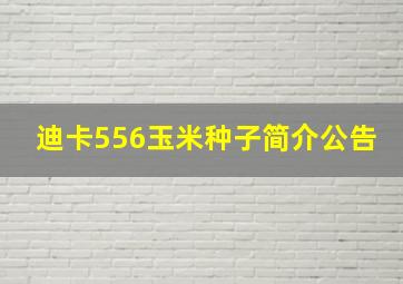 迪卡556玉米种子简介公告