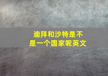 迪拜和沙特是不是一个国家呢英文