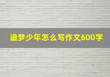 追梦少年怎么写作文600字