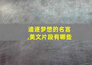 追逐梦想的名言,美文片段有哪些