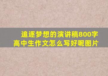 追逐梦想的演讲稿800字高中生作文怎么写好呢图片